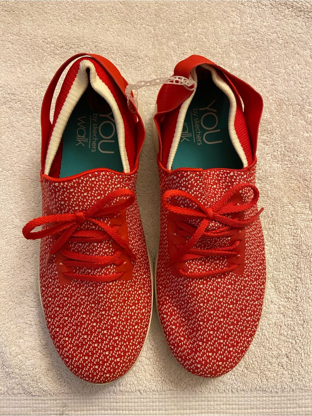 Skechers YOU Red Knit Lace-Up Sneakers for Women